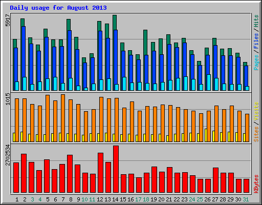 Daily usage for August 2013