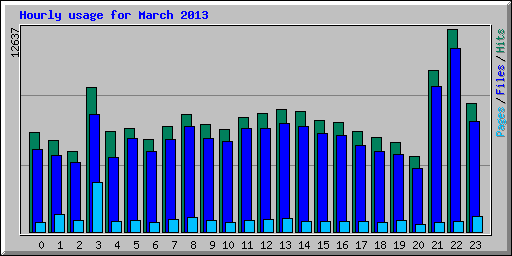 Hourly usage for March 2013